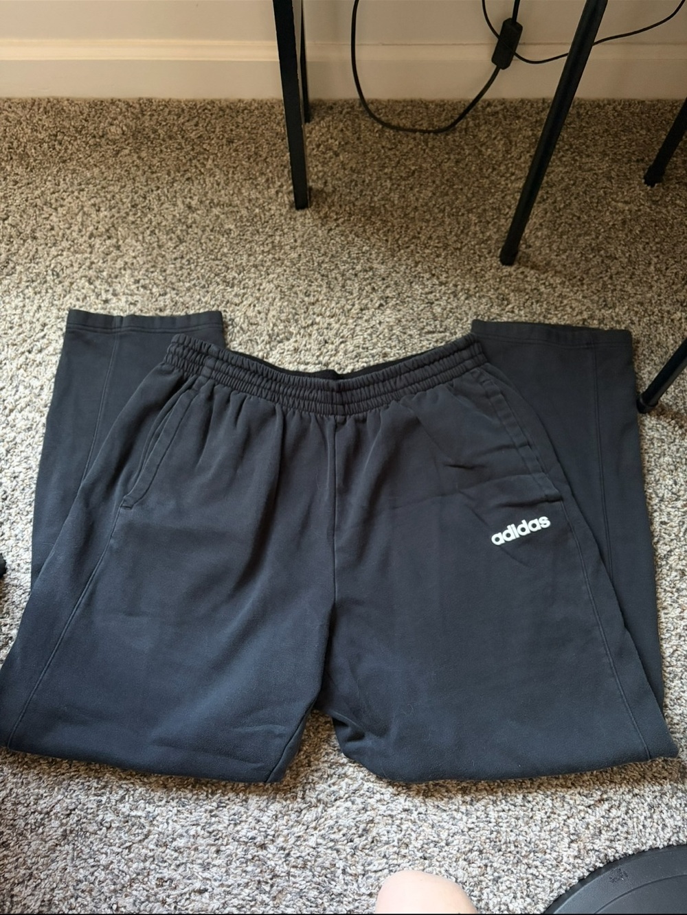 Adidas Black Sweatpants Casual Comfy Athleisure Athletic Workout Gym